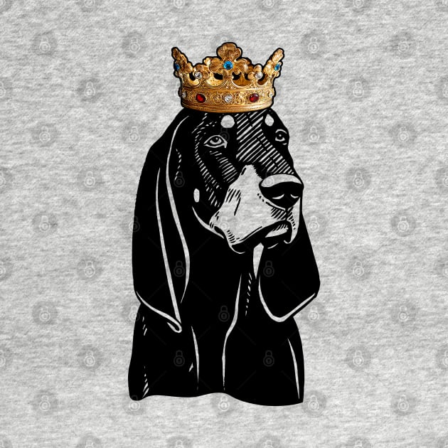 Black and Tan Coonhound Dog King Queen Wearing Crown by millersye